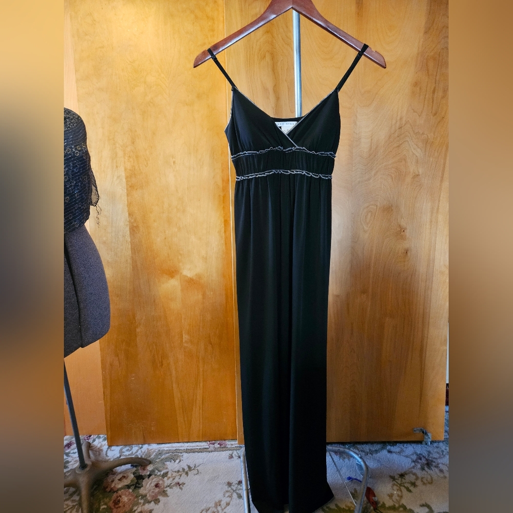 MAX STUDIO x-small black with white trim maxi dress